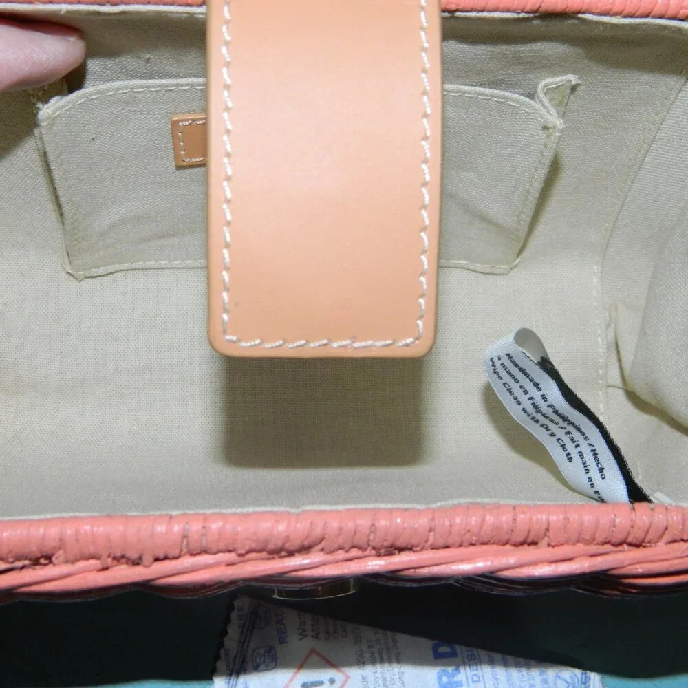 Mark & Graham Wicker and Leather Coral Clutch - Picture 3 of 4